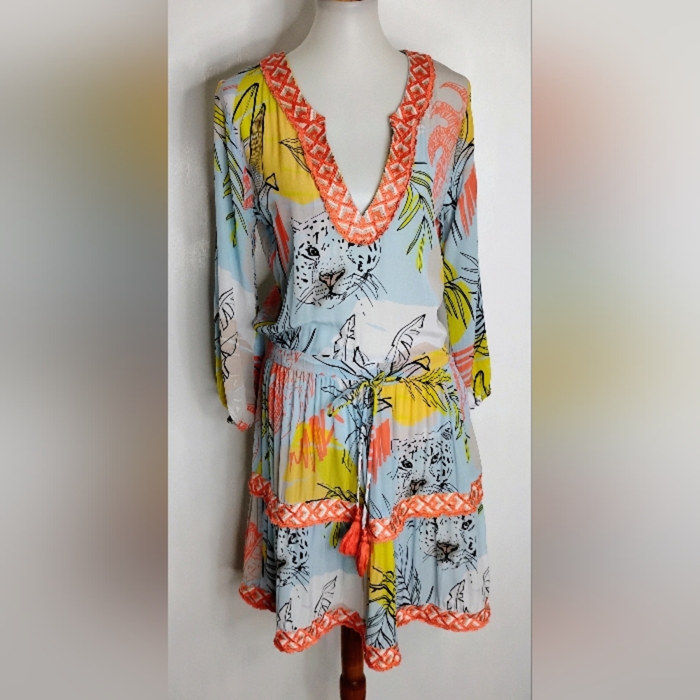 TAJ by Sabrina Crippa Multicolor V-Neck Dress